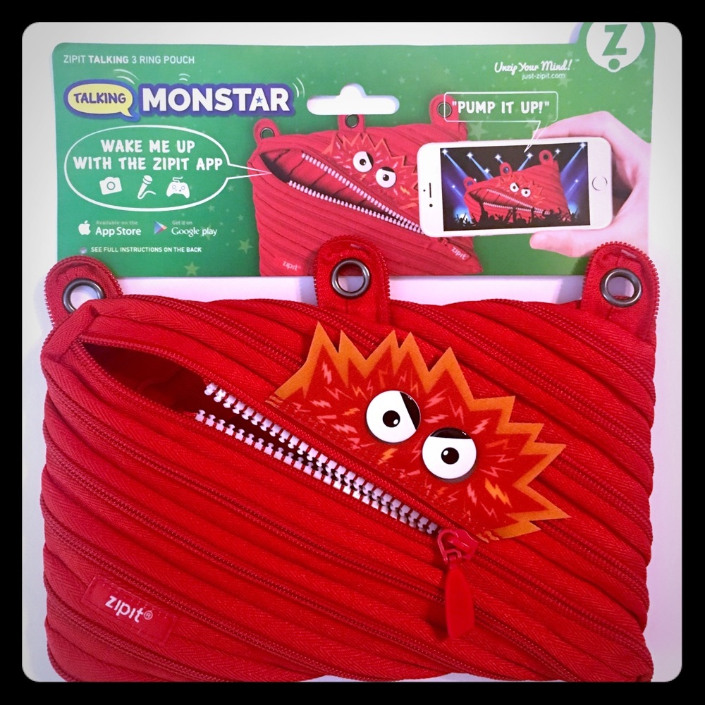 Zipit Talking Monster red pencil pouch